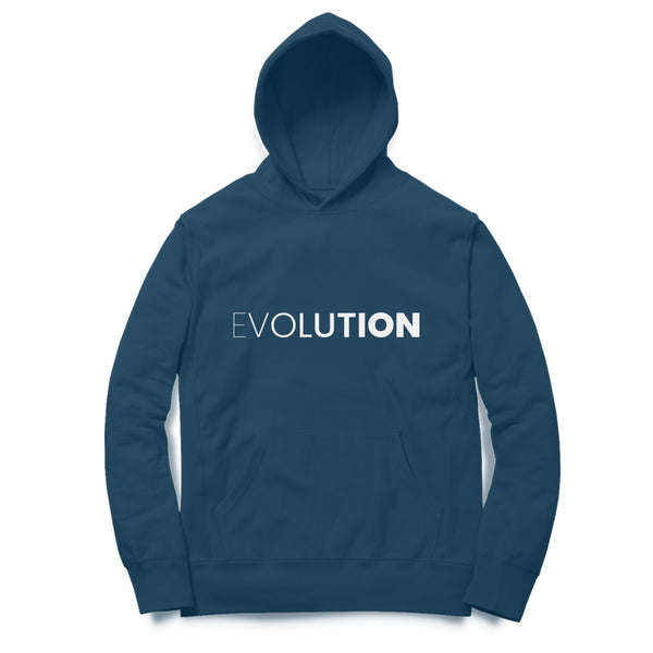 Evolution Unisex Typographic Print Cotton Hoodie For Men and Women