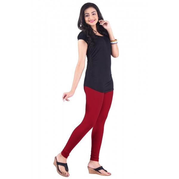 Shop Women's Solid Bright Red Ankle Length Leggings Online, 46% OFF