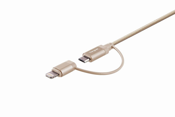 Targus ACC99507AP ALU Series 2-in-1 Lightning and Micro USB Cable (Gold)