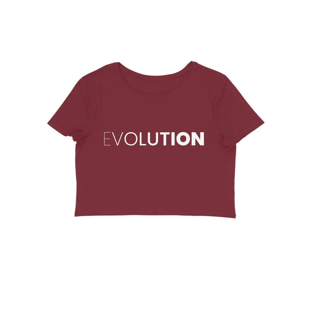 Evolution Typographic Print Cotton Crop Top for Women - GottaGo.in
