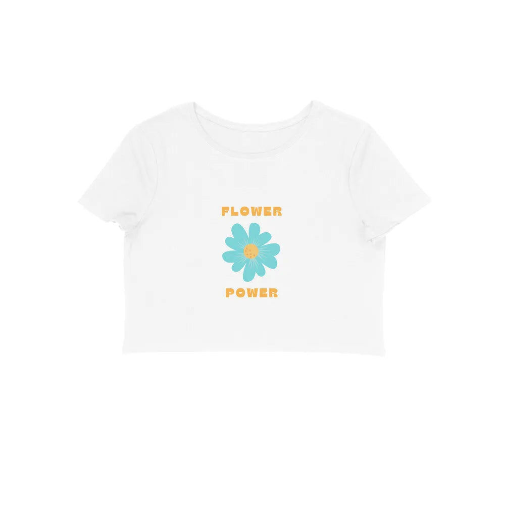 Flower Graphic Print Cotton Crop Top for Women - GottaGo.in