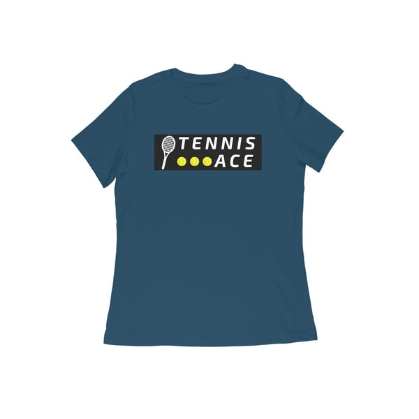 Tennis Ace Typographic Print Round Neck T-shirt for Women