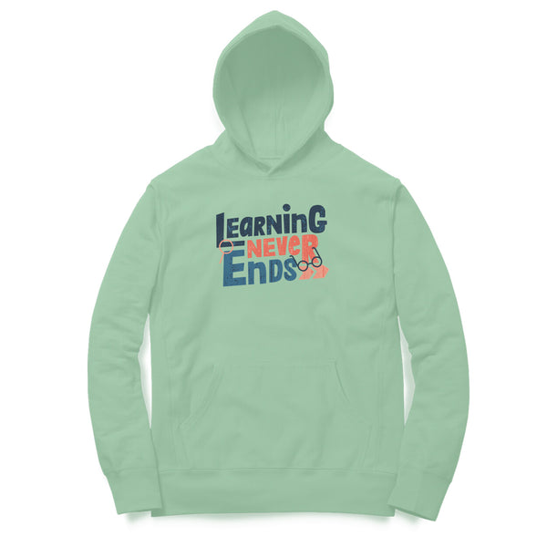 Learning Never Ends Typography Cotton Hoodie For Men