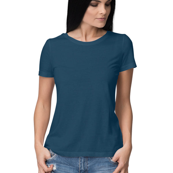 Plain Half Sleeve Cotton T-shirt for Women