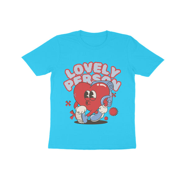 Lovely-Person Typographic Print Cotton Half Sleeves T-shirt for Kids