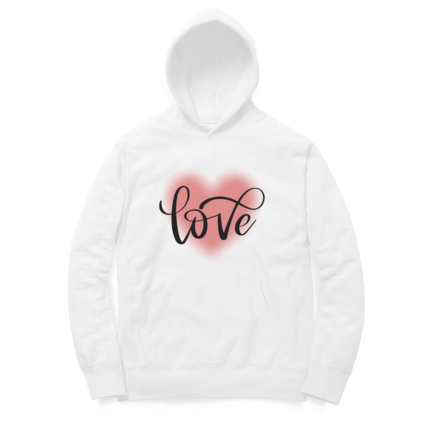 Love Typographic Print Cotton Hoodie For Men and Women