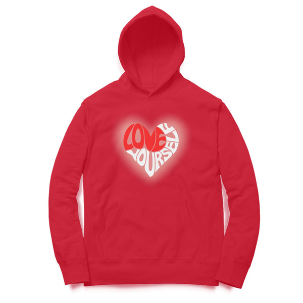 Love-Yourself Typographic Print Cotton Hoodie For Men and Women