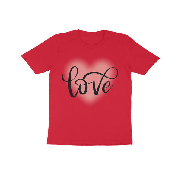 Love Typography Print Cotton Half Sleeves T-Shirt For Kids