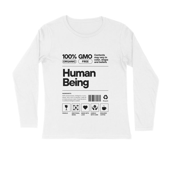 Human Being Typography Print Full Sleeves T-shirt for Men