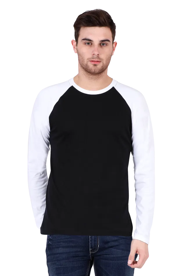 Full Sleeve Raglan Cotton T-shirt for Men in Solid Colour - GottaGo.in