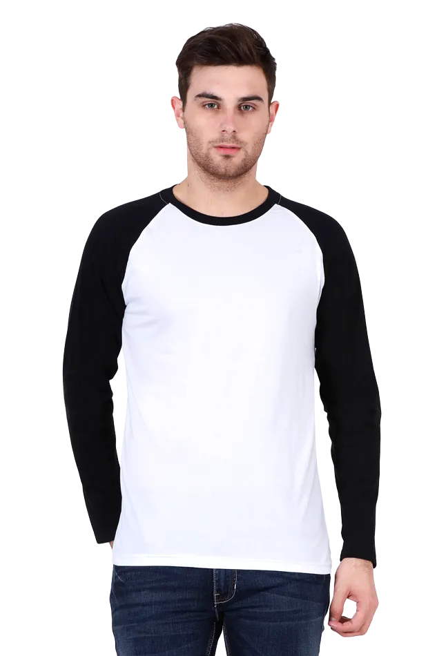 Full Sleeve Raglan Cotton T-shirt for Men in Solid Colour - GottaGo.in