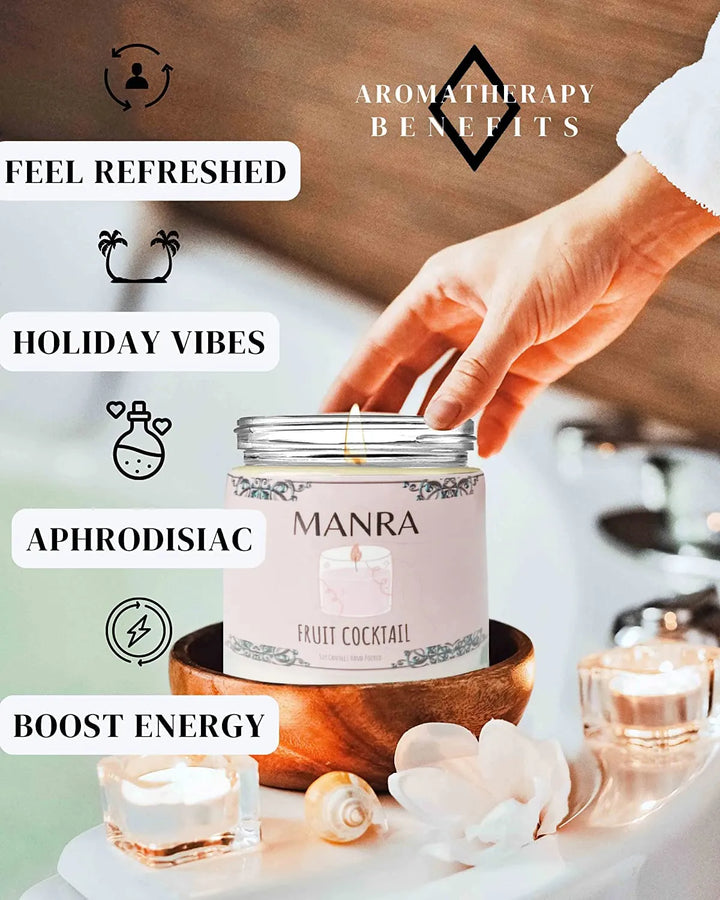 Handcrafted Mixed Fruit Scented Soy Candles by Manra - Burn time 36 hours each candle - GottaGo.in