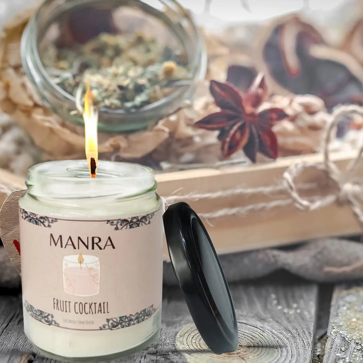 Handcrafted Mixed Fruit Scented Soy Candles by Manra - Burn time 36 hours each candle - GottaGo.in