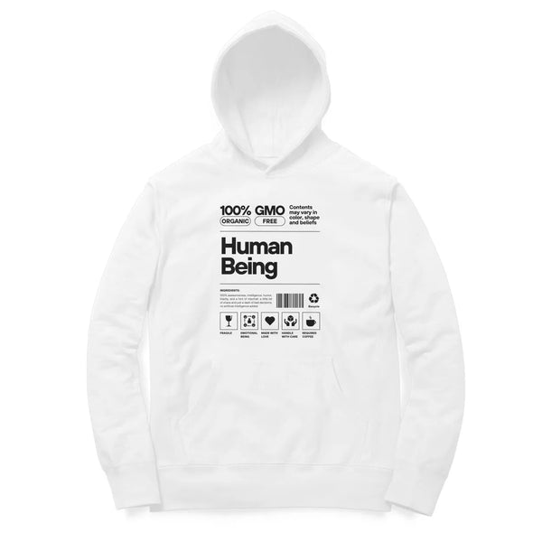 Human Being Typographic Print Cotton Hoodie For Men and Women - GottaGo.in