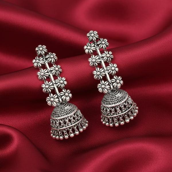 2 Pairs of Vintage Oxidized Silver Jhumka Earrings for Women – Lightweight Traditional Festival & Daily Wear Jewelry