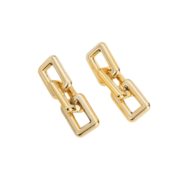 Women’s Geometric Chain Link Drop Earrings – Stylish Gold Statement Dangle Earrings