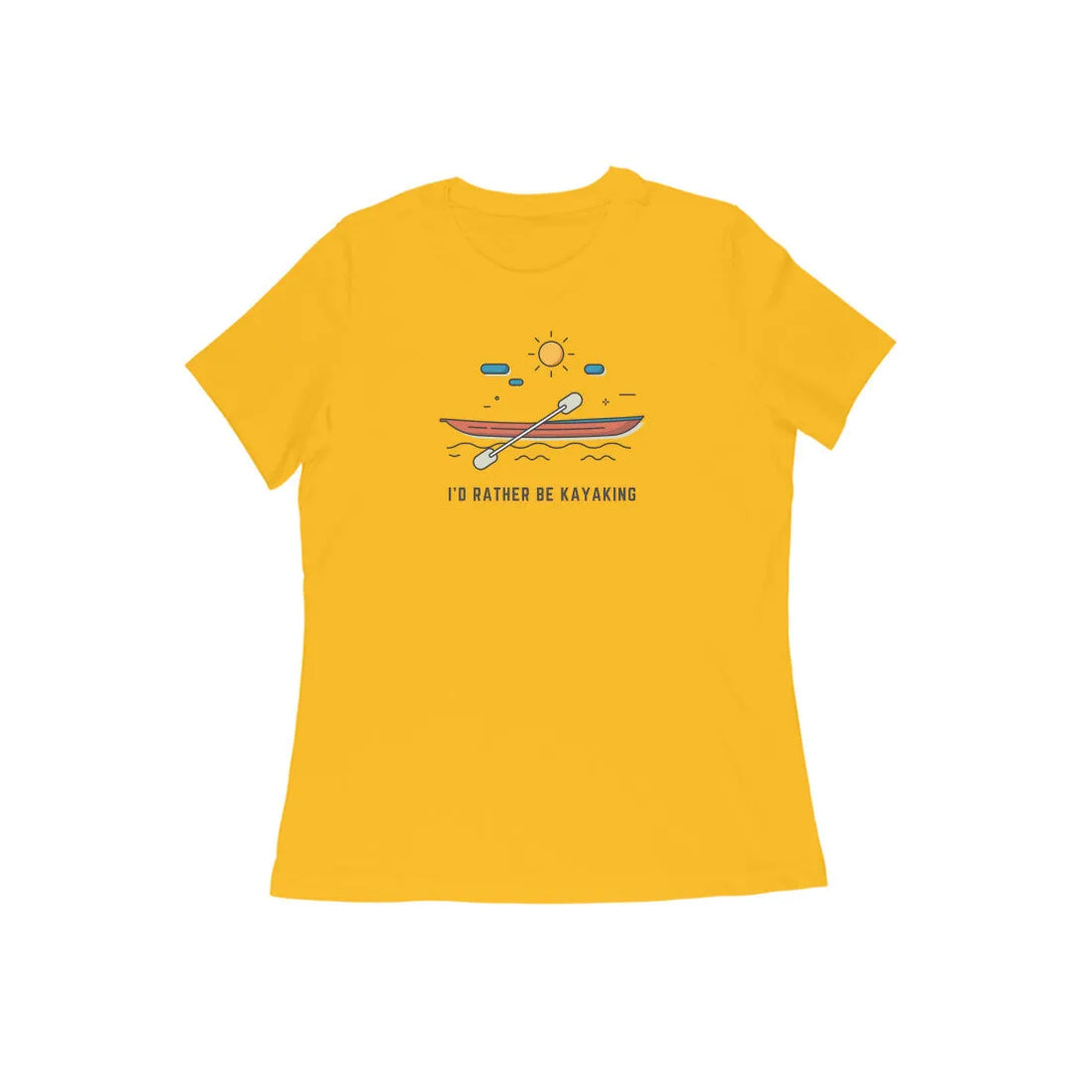 Kayaking Round Neck Cotton T-shirt For Women - GottaGo.in
