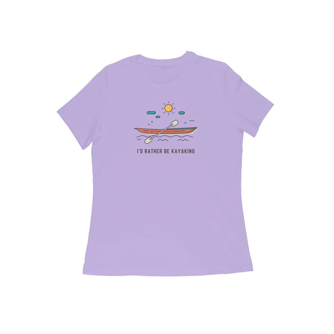 Kayaking Round Neck Cotton T-shirt For Women - GottaGo.in