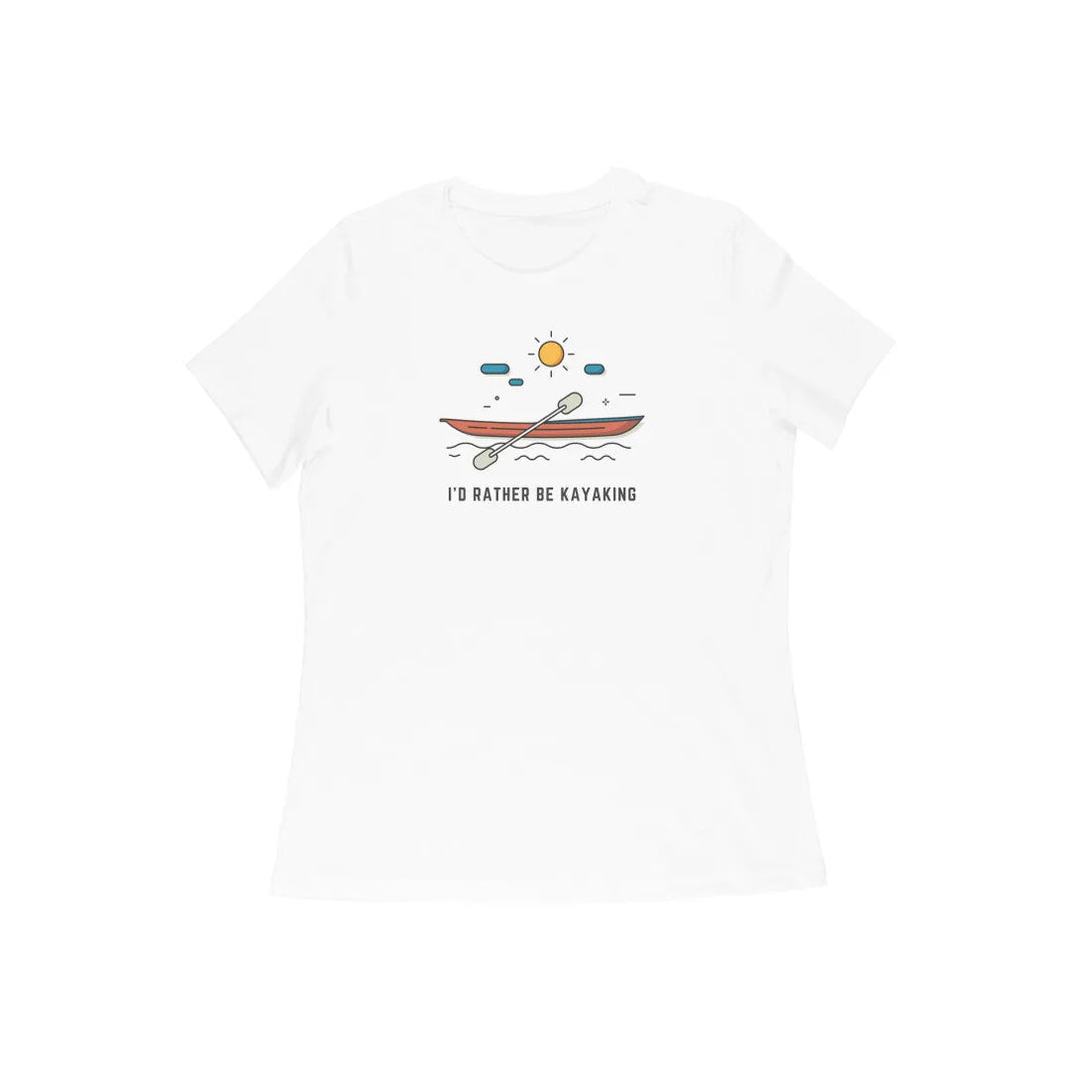 Kayaking Round Neck Cotton T-shirt For Women - GottaGo.in
