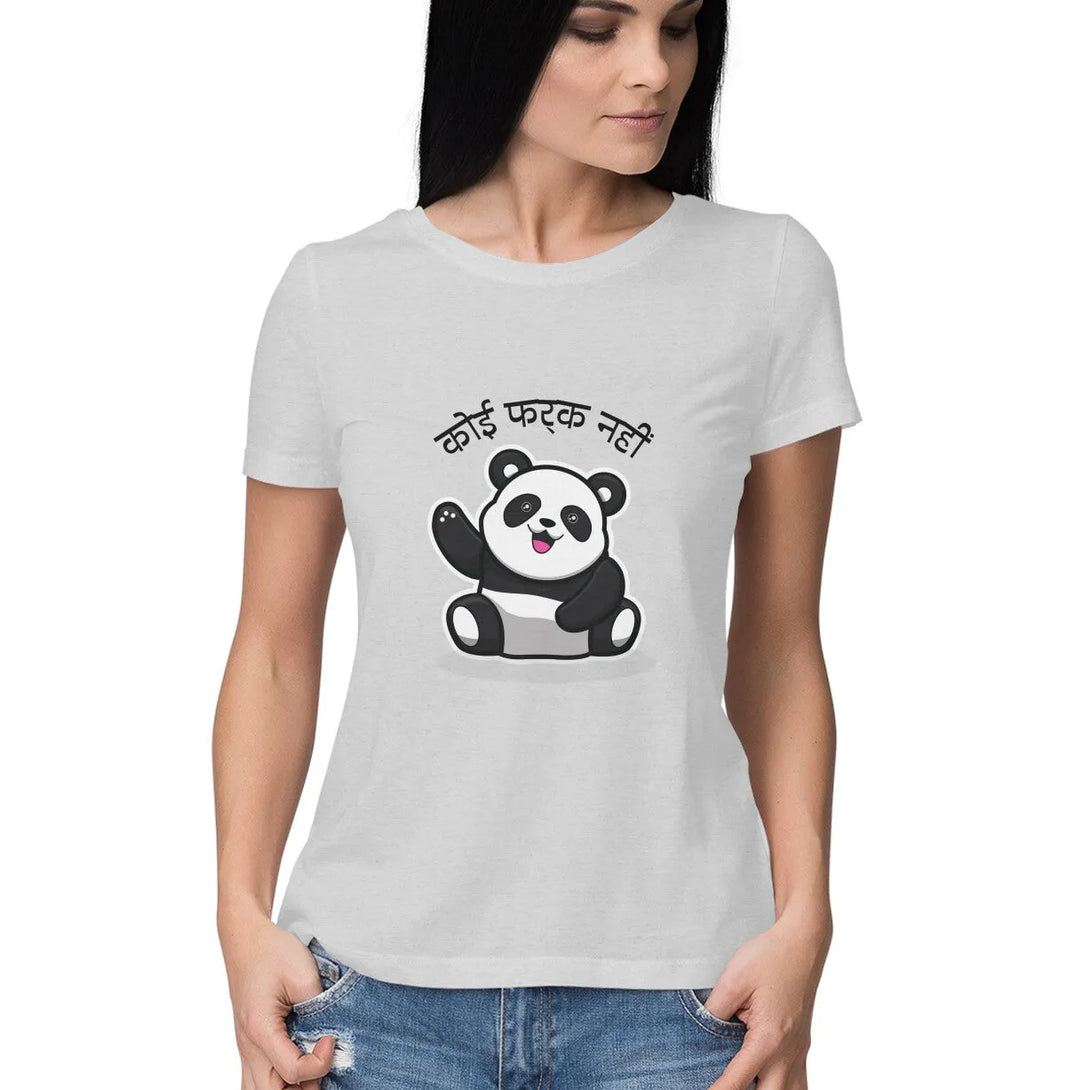 Koi Farak Nahi Typographic Half Sleeves Cotton T-shirt for Women - GottaGo.in