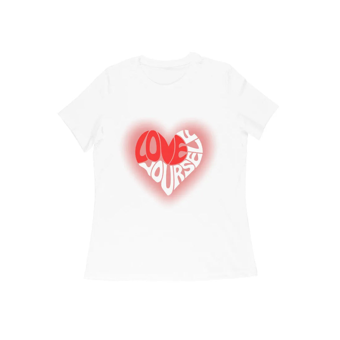 Love-Yourself Typographic Half Sleeves Cotton T-shirt for Women - GottaGo.in