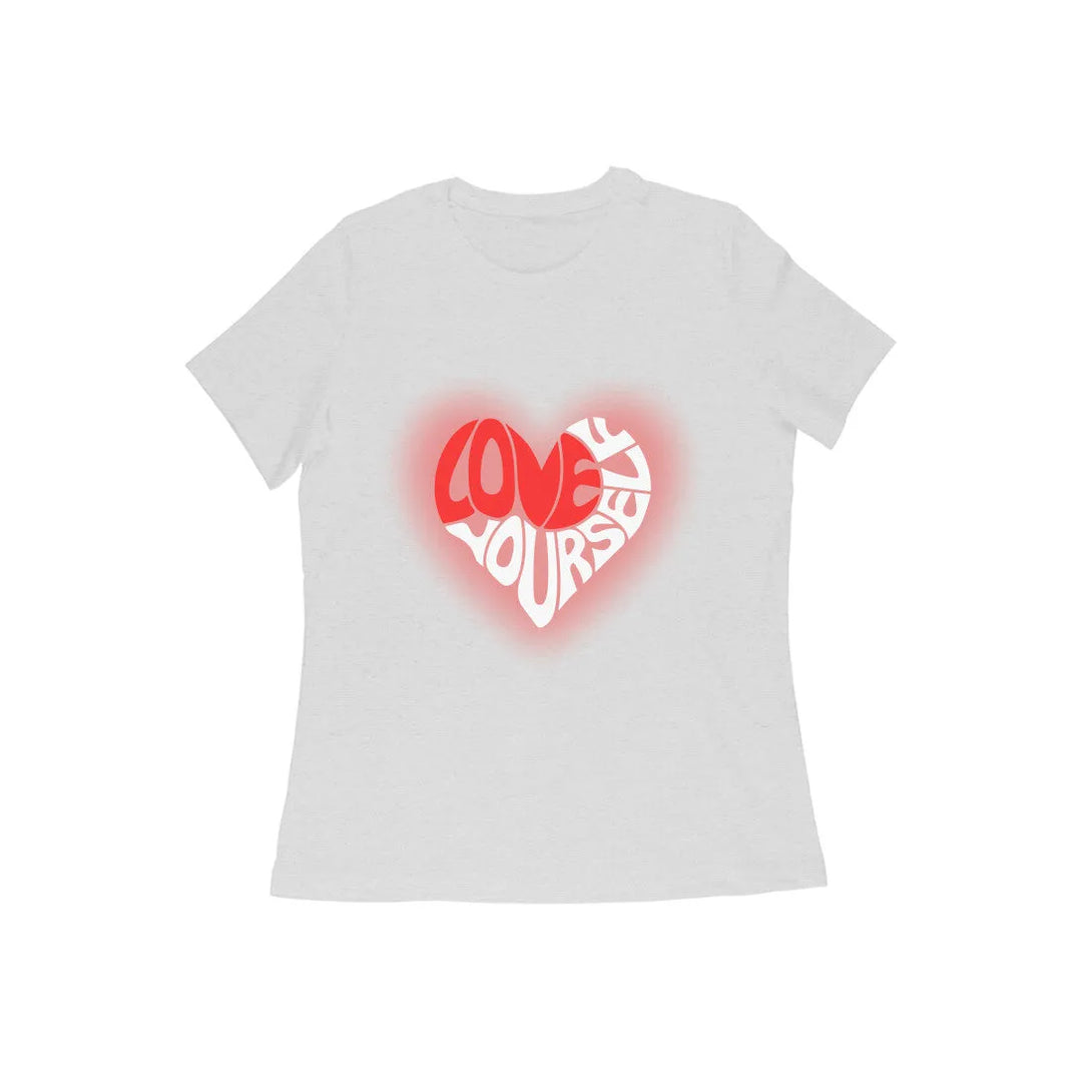 Love-Yourself Typographic Half Sleeves Cotton T-shirt for Women - GottaGo.in