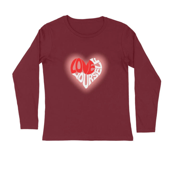 Love-Yourself Typography Print Full Sleeves Cotton T-shirt for Men - GottaGo.in
