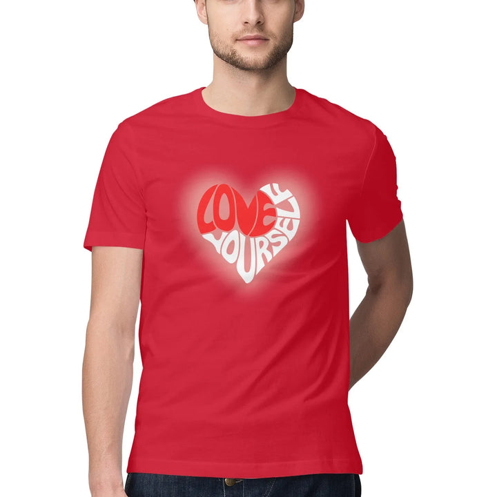 Love-Yourself Typography Print Half Sleeves Cotton T-shirt for Men - GottaGo.in