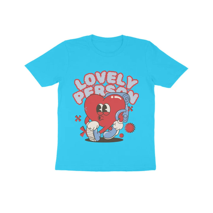 Lovely-Person Typographic Print Cotton Half Sleeves T-shirt for Kids - GottaGo.in