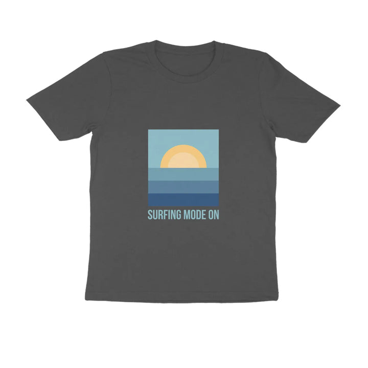 Surfing Mode Typography Print Round Neck Cotton T-Shirt for Men in Solid Colour - GottaGo.in