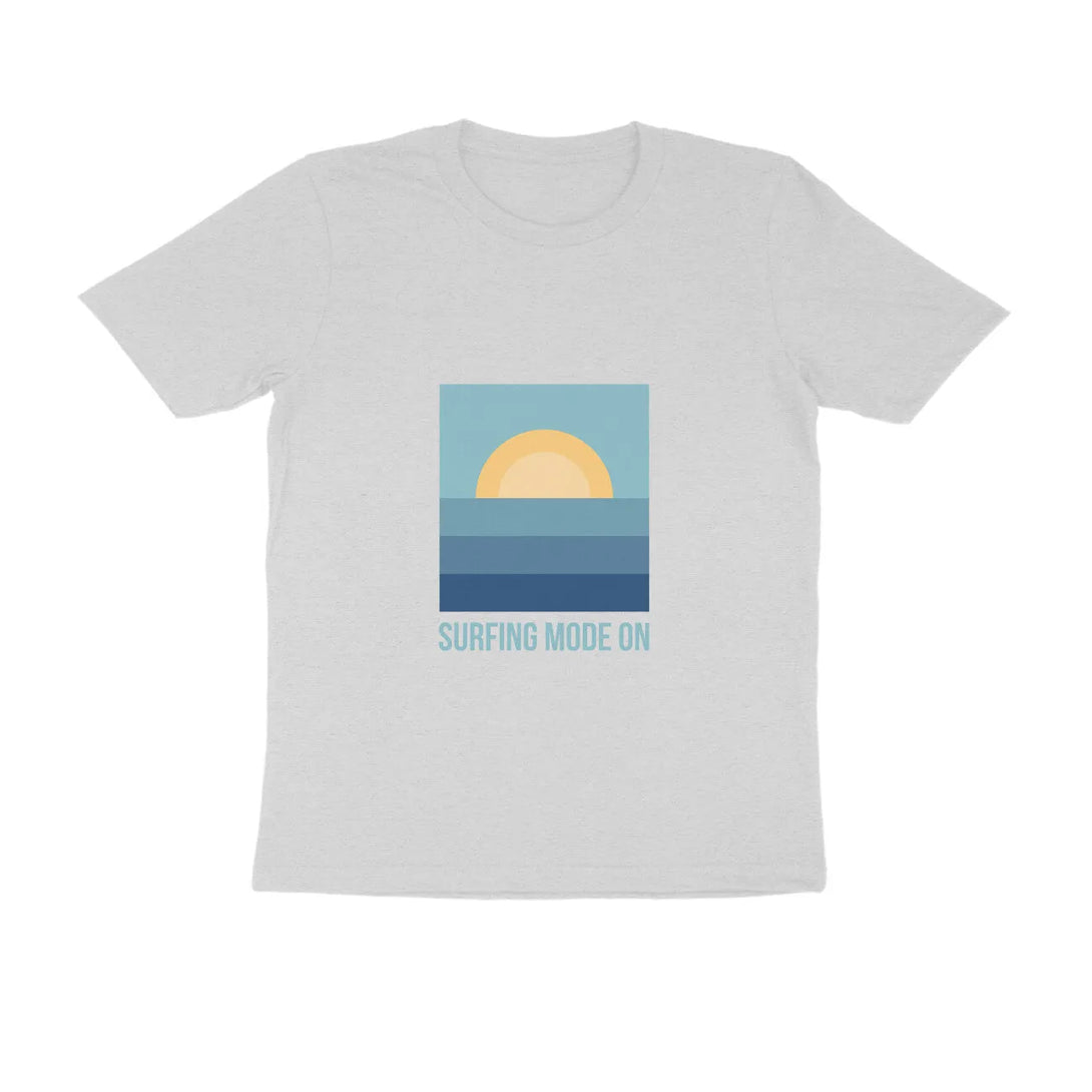Surfing Mode Typography Print Round Neck Cotton T-Shirt for Men in Solid Colour - GottaGo.in