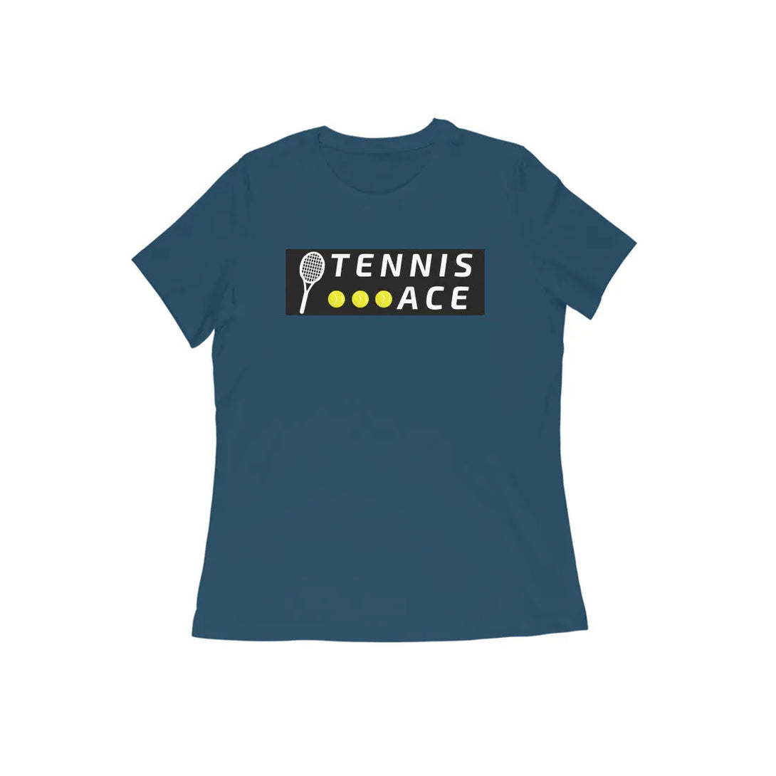 Tennis Ace Typographic Print Round Neck T-shirt for Women - GottaGo.in