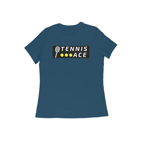 Tennis Ace Typographic Print Round Neck T-shirt for Women - GottaGo.in