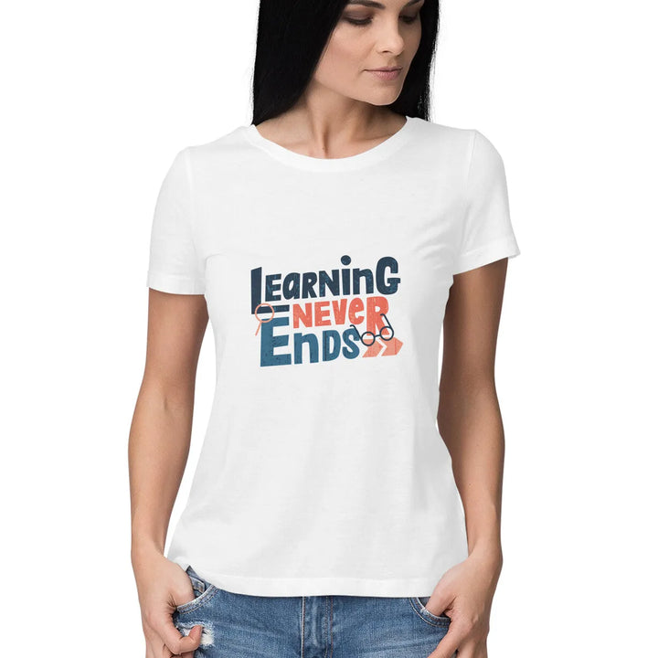 Typographic Print Round Neck T-shirt for Women - GottaGo.in