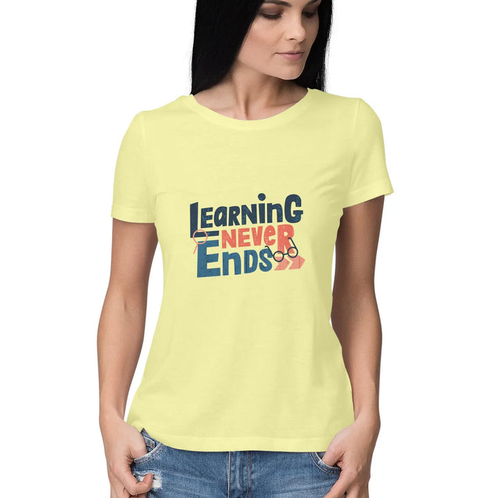 Typographic Print Round Neck T-shirt for Women - GottaGo.in