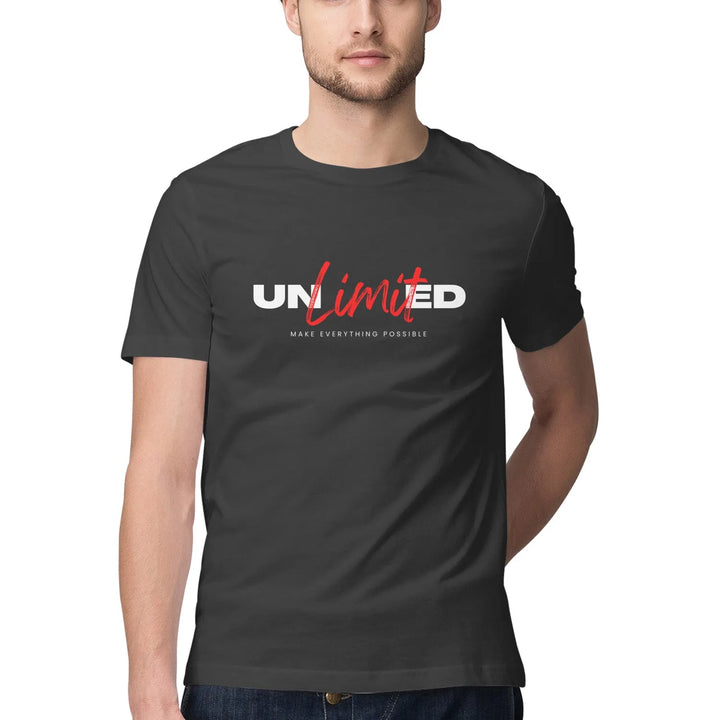 Unlimited Typography Print Half Sleeves Cotton T-shirt for Men - GottaGo.in