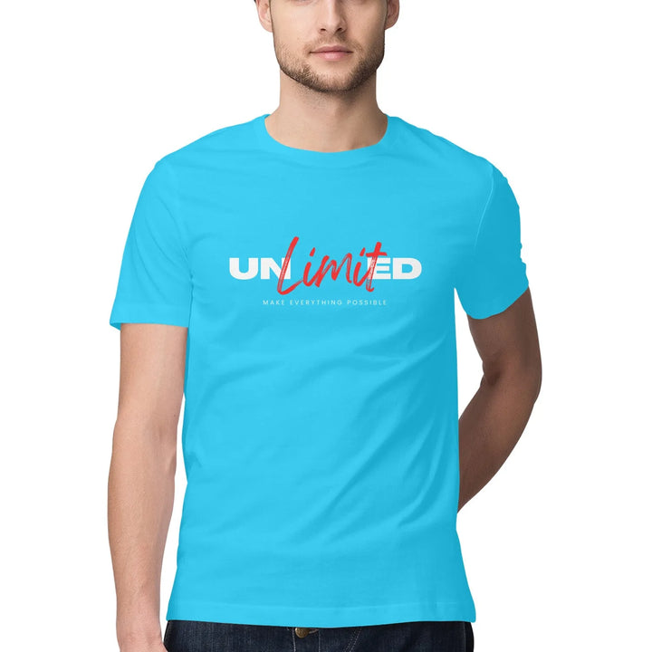 Unlimited Typography Print Half Sleeves Cotton T-shirt for Men - GottaGo.in