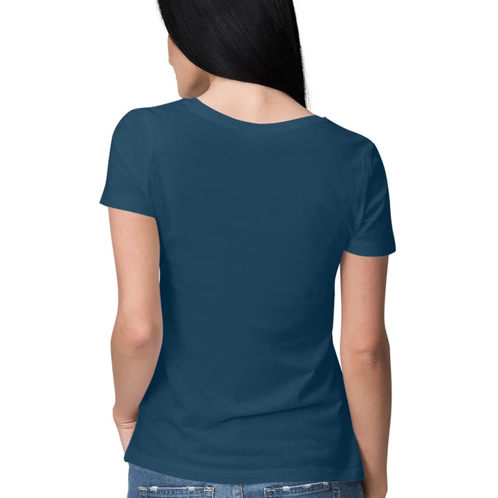 Water Swoosh Tick Graphic Print Half Sleeve Cotton T-Shirt for Women - GottaGo.in