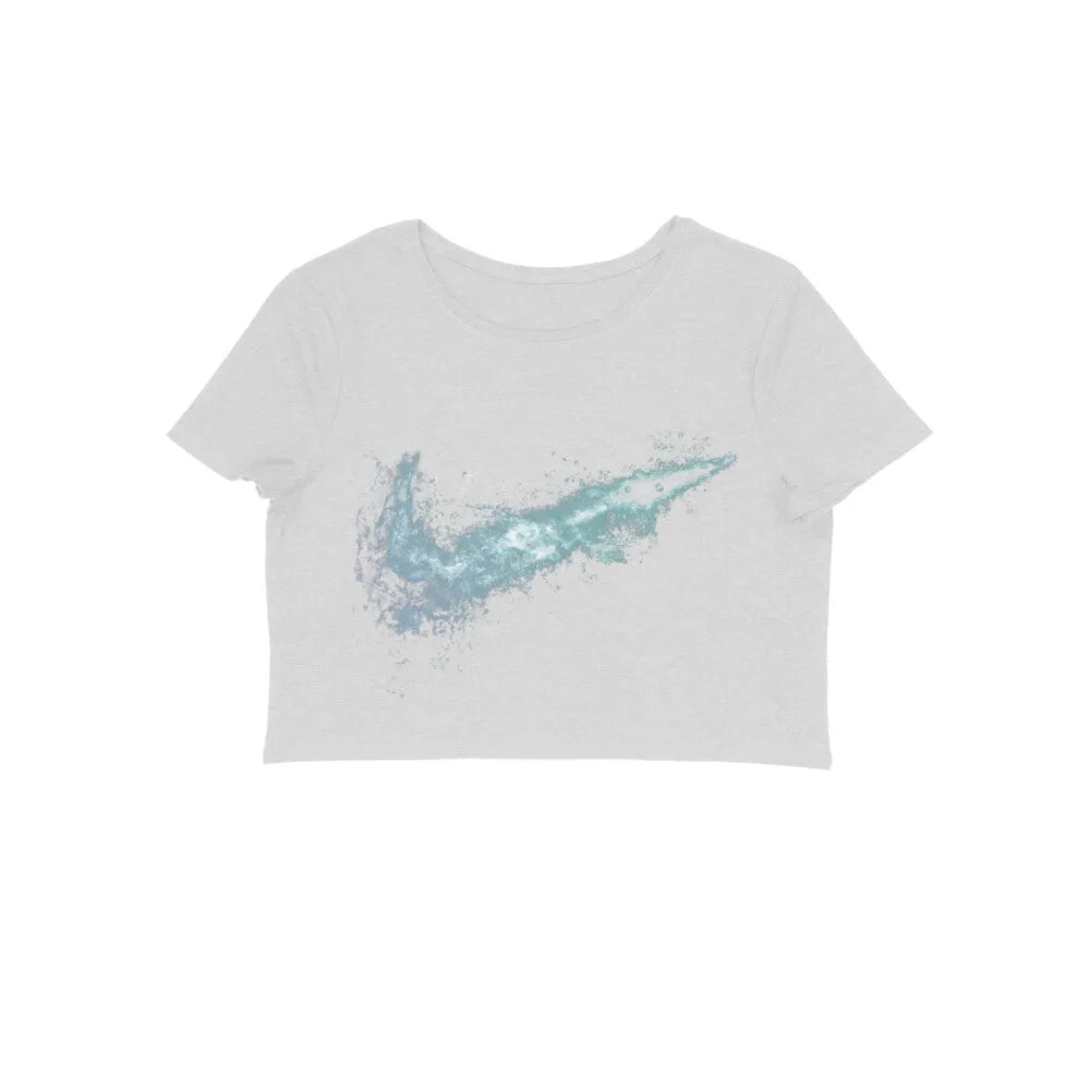 Water Swoosh Tick Graphy Cotton Crop Top for Women - GottaGo.in