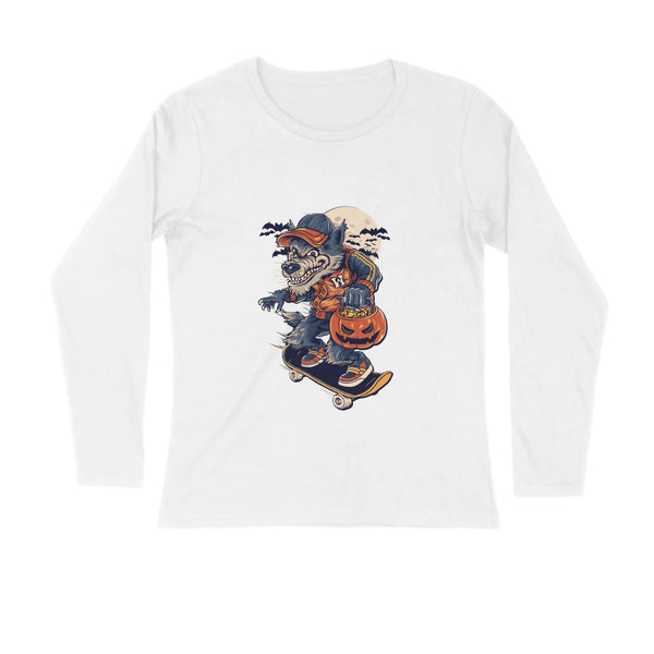 Wolf Graphic Print Full Sleeves T-shirt for Men - GottaGo.in