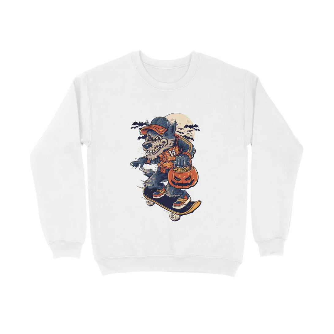 Wolf Typography Print Unisex Cotton Sweatshirt - GottaGo.in