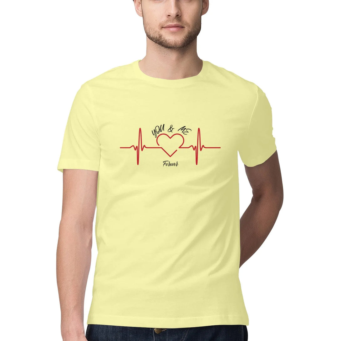 You&Me Typography Print Half Sleeves Cotton T-shirt for Men - GottaGo.in