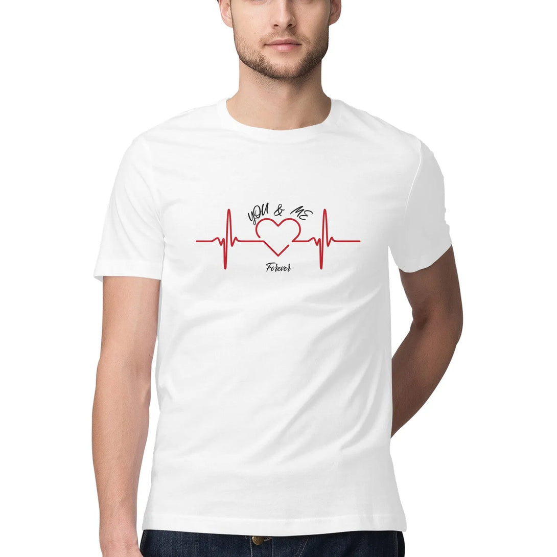 You&Me Typography Print Half Sleeves Cotton T-shirt for Men - GottaGo.in