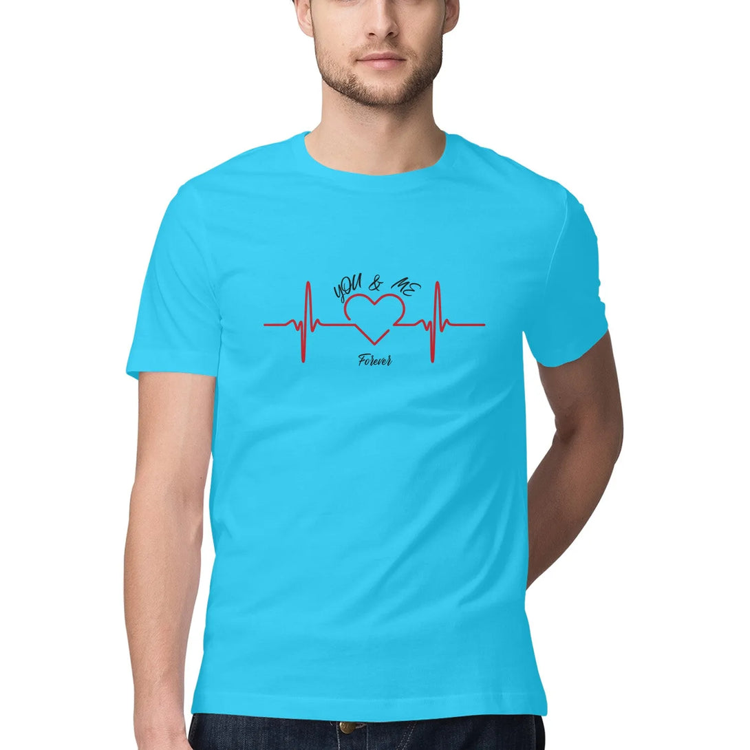 You&Me Typography Print Half Sleeves Cotton T-shirt for Men - GottaGo.in