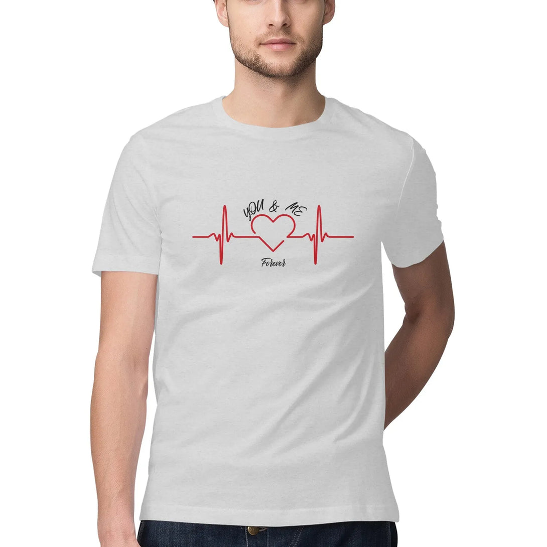 You&Me Typography Print Half Sleeves Cotton T-shirt for Men - GottaGo.in