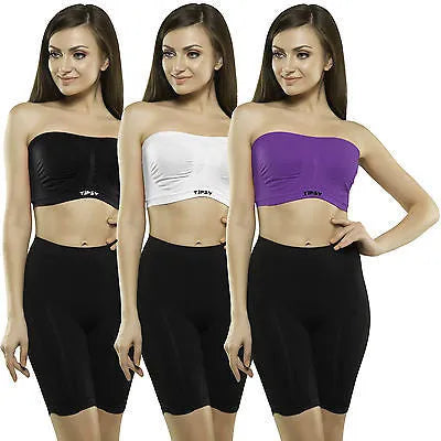 Tube Bra Set of 3pcs. in White - Black - Purple colours - GottaGo.in