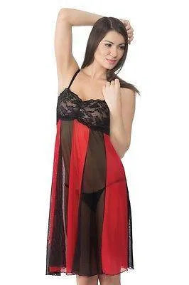 Bold Desire Babydoll Set Red-Black #527A - GottaGo.in