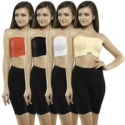 Tube Bra Set of 4pcs. in Red - White - Black - Skin colours - GottaGo.in