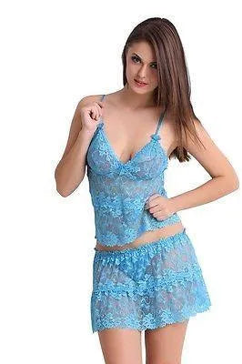 Bold Desire Babydoll Set Blue #908C - GottaGo.in