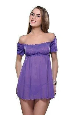 Bold Desire Babydoll Set Purple #516 - GottaGo.in